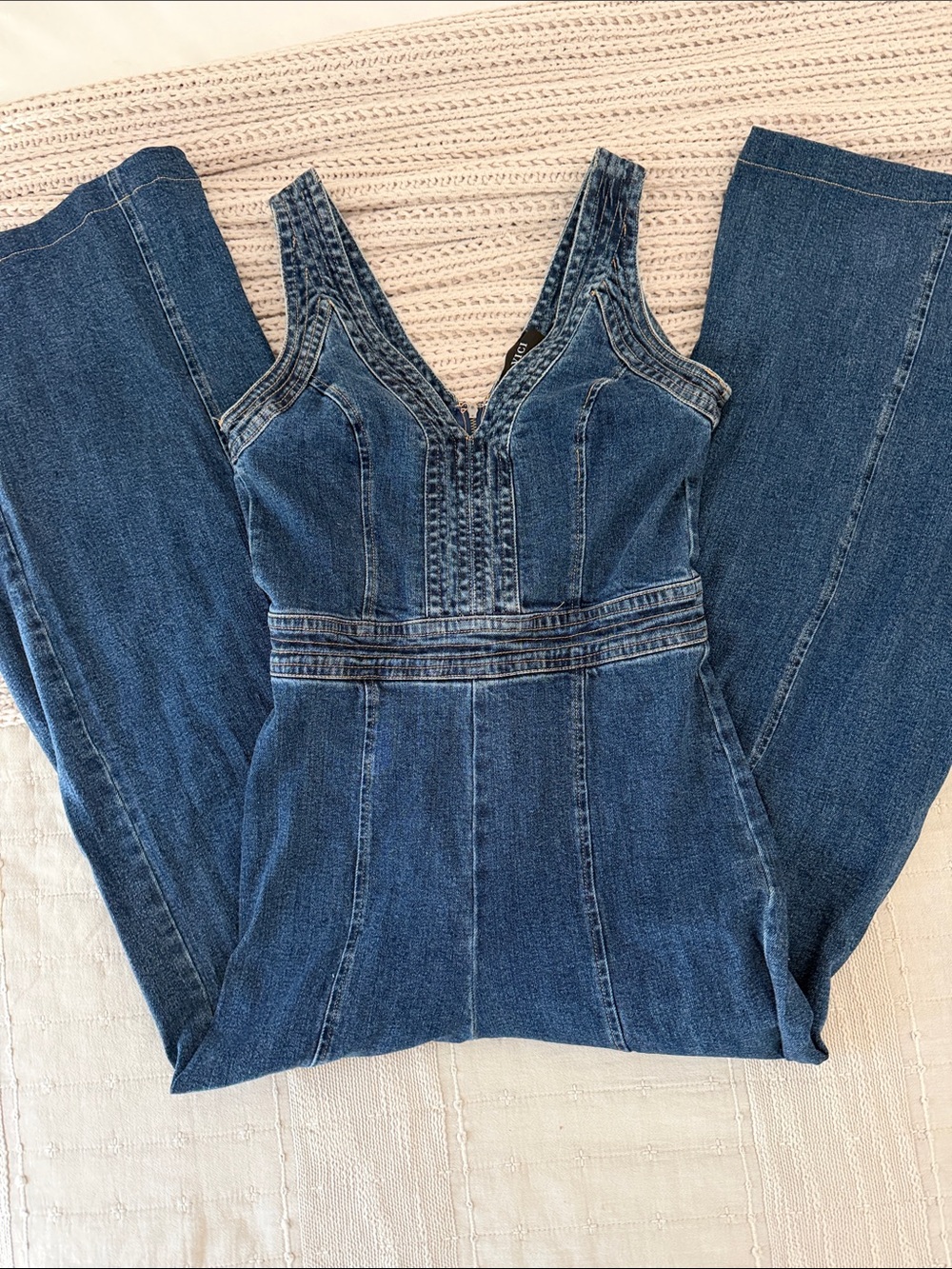 Vici Women's Dark Blue Denim Jumpsuit